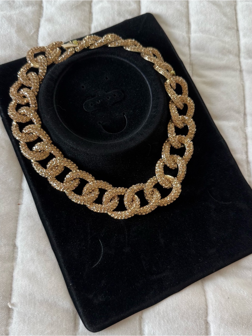 NWT Y2K glam party maximalist statement Gold chain wide link necklace choker